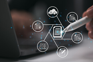 Aufkleber - Corporate files and information are housed, searched, and managed by a Document Management System (DMS).