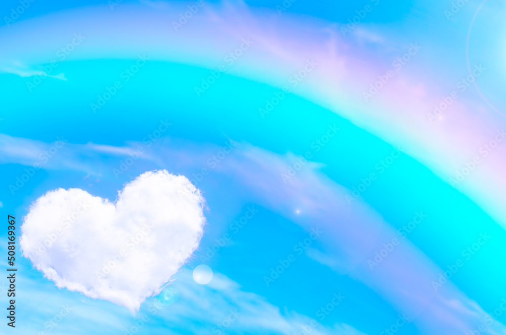 ハートの雲と虹の空の背景素材 Stock Photo | Adobe Stock