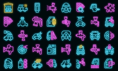 Poster - Remodeling icons set outline vector. Interior carpet. Home decoration vector neon