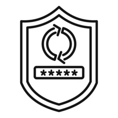 Sticker - Shield password recovery icon outline vector. Mobile page