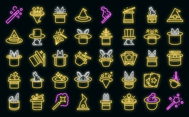 Poster - quiz icons set outline vector. bubble poll. exam trivia vector neon