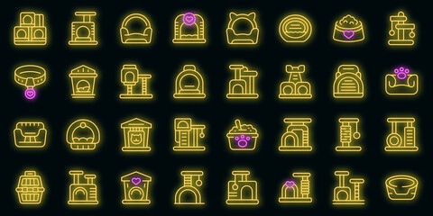 Poster - jump rope icons set outline vector. body activity. fitness game vector neon