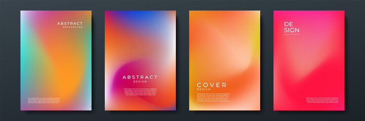 Blurred backgrounds set with modern abstract blurred color gradient patterns. Smooth templates collection for brochures, posters, banners, flyers and cards. Vector illustration.