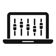 Poster - Laptop control icon simple vector. Screen center