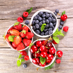 Wall Mural - assorted of fresh berries fruits