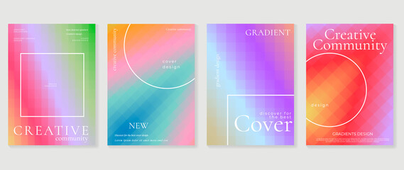 Abstract fluid gradient background vector. Minimalist style cover template with geometric shapes, colorful and liquid color. Modern wallpaper design perfect for social media, idol poster, photo frame.