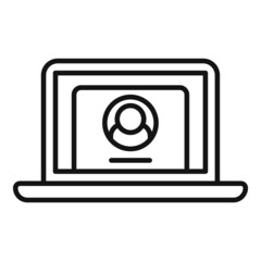Poster - Laptop online hire icon outline vector. Job search