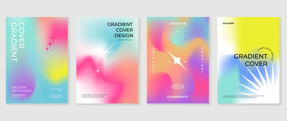 Abstract fluid gradient background vector. Minimalist style cover template with shapes, colorful and liquid color. Modern wallpaper design perfect for social media, idol poster, photo frame.