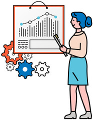 Poster - infographic chart vector template. annual statistics curve graph design. market data diagrams. graph
