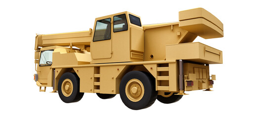 Wall Mural - Light yellow mobile crane. Three-dimensional illustration. 3d rendering.