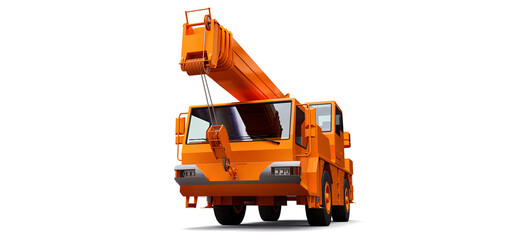 Wall Mural - Orange mobile crane. Three-dimensional illustration. 3d rendering.