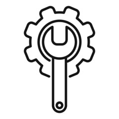 Sticker - Gear solution key icon outline vector. Creative business