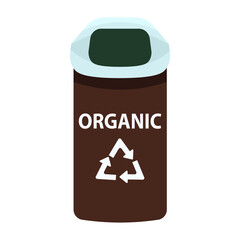 Poster - Tank for organic waste semi flat color vector object. Full sized item on white. Zero waste. Garbage sorting and recycle simple cartoon style illustration for web graphic design and animation