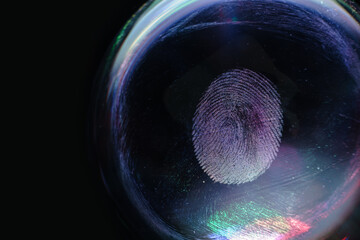 Aufkleber - Beautiful abstract  purple colored  fingerprint on background texture for design. Macro photography view.