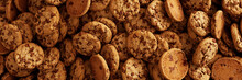 Viele Chocolate Chip Cookies Als Panorama Hintergrund