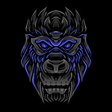 Skull Blue Gorilla Head Vector Illustration