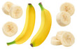 canvas print picture - Ripe banana fruit slice isolated