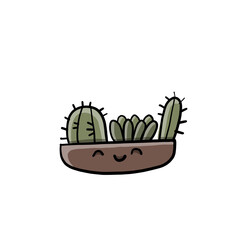 Poster - Cartoon cactus character. Kawaii potted plant for your design