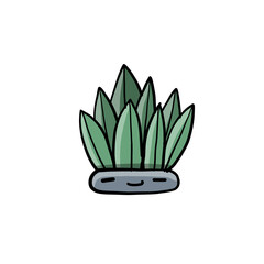 Poster - Cartoon cactus character. Kawaii potted plant for your design