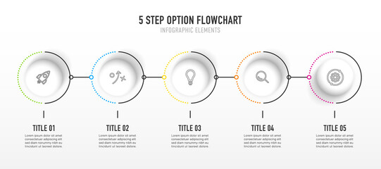 Aufkleber - Timeline infographic design with 5 options or steps. Infographics for business concept. Can be used for presentations workflow layout, banner, process, diagram, flow chart, info graph, annual report.