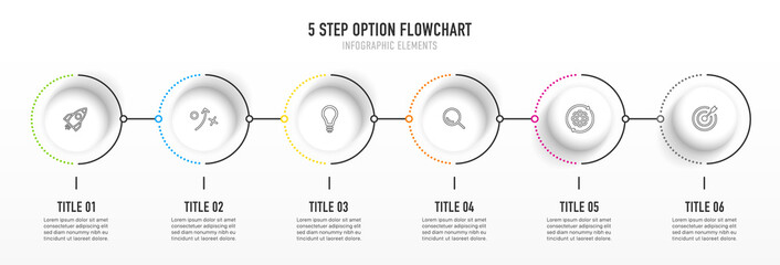 Aufkleber - Timeline infographic design with 6 options or steps. Infographics for business concept. Can be used for presentations workflow layout, banner, process, diagram, flow chart, info graph, annual report.