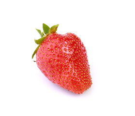 Wall Mural - Single strawberry isolated on white background with clipping path	