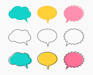 Wall Mural - speech bubbles shapes colorful and outline collection.