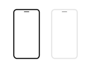 Poster - Smartphone with white empty screen set. Realistic black and gray no frame phones mockup. Vector isolated on white.