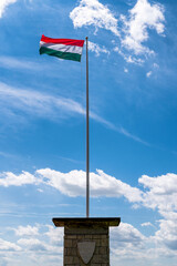 Waving hungarian flag on pole