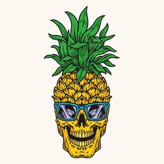 Poster - Crazy pineapple vintage colorful emblem