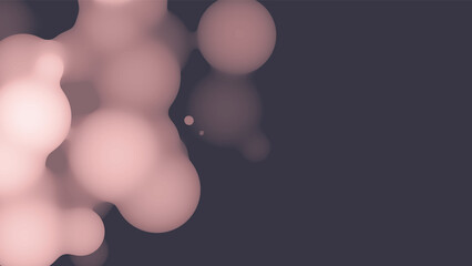 Poster - Abstract 3d fluid metaball shape with pink balls. Synthwave liquid pastel organic droplets with gradient color.