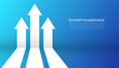 © Hero Design - Modern business finance arrow up increase target growth investment background design. Web template banner, infographic, landing page, social media.