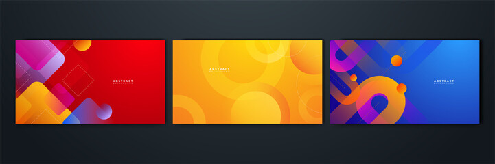 set of gradient flowing geometric pattern background texture for poster cover design. minimal color 