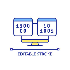 Sticker - Programming RGB color icon. Machine code and language. Data processing. Computer engineering. Isolated vector illustration. Simple filled line drawing. Editable stroke. Arial font used