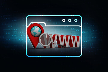 Poster - 3d rendering Red map pointer with www