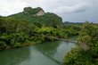 Suspension bridge heart shaped mountain at Surat Thani, Thailand