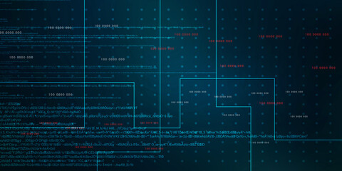 2d illustration abstract digital binary data on computer screen