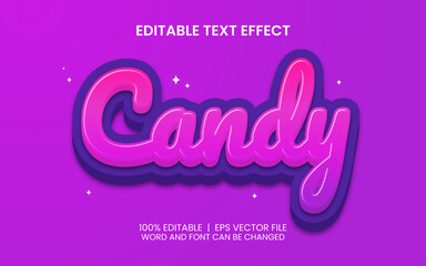 Wall Mural - editable text effect with cute candy style