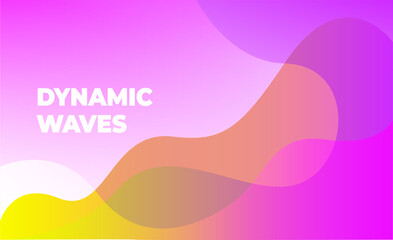 Poster - Very beautiful abstract background from a wave of red, yellow, pink wave and lines. Flyer banner template.