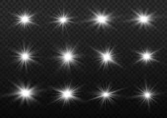 Glowing white lights, star sparkl, sun light lens