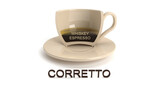 Cutaway coffee cup. Corretto coffee. Cup on a white background. Types of coffee. 3D render.
