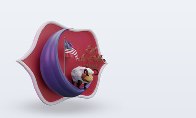 Canvas Print - 3d eid al adha America flag rendering left view