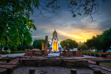 Old Buddha statue at Wat Phra Si Rattana Mahathat also colloquially referred to as Wat Yai is a Buddhist temple (wat) It is a major tourist is Public places attraction Phitsanulok,Thailand.