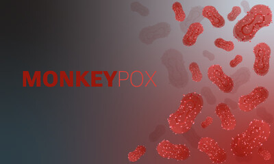 Vector illustration of Monkeypox virus outbreak medical banner. Monkeypox virus cells background. Monkey pox microbiological vector background, flyer or poster