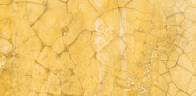 Old Crack Yellow Cement Wall Texture Background Well Editing Text Present On Free Space Backdrop