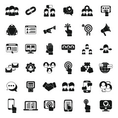 Poster - Interaction icons set simple vector. Test process