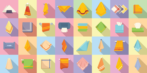 Wall Mural - Handkerchief icons set flat vector. Folded napkin