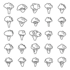 Poster - Broccoli icons set outline vector. Vegan food