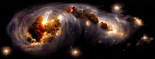 swirling beautiful galactic nebula in the cosmos