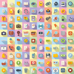 Poster - Interface icons set flat vector. Comment browser